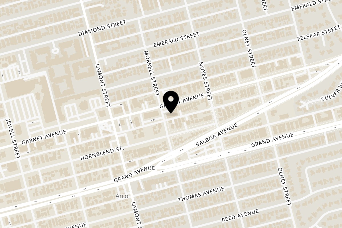 Map showing the location of Shawarma Shack on 2015 Garnet Ave Ste 102 in San Diego